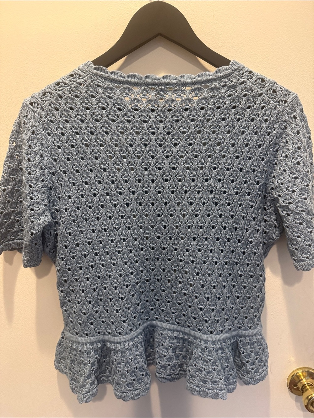 Boden Blue Crochet Knit Top with White Floral Embroidery - Picture 5 of 5